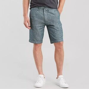 NWT Levi’s 502 Regular Taper Chino Shorts Blue Chambray Linen Cotton